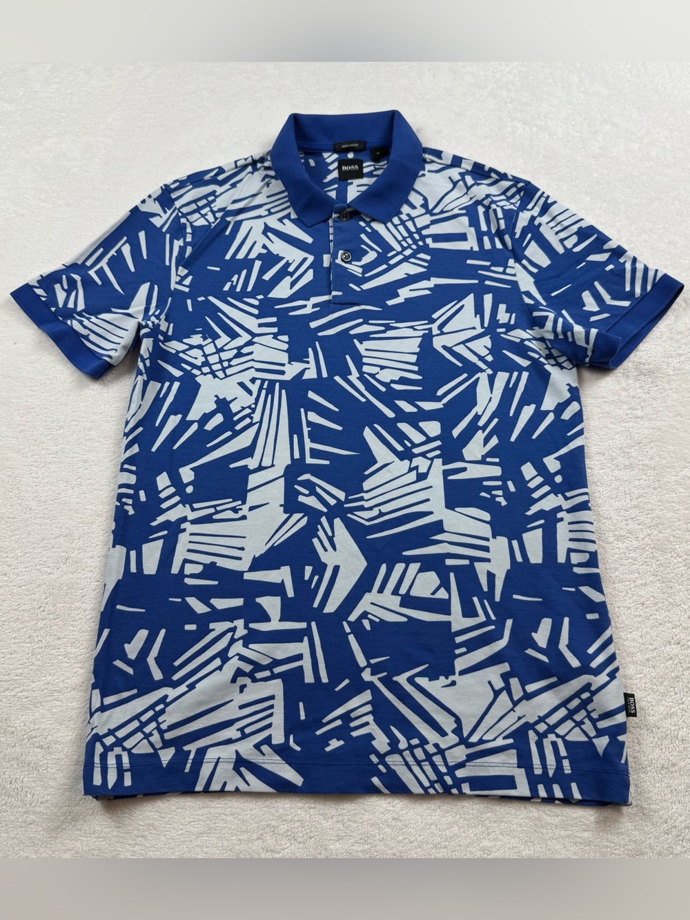 Hugo boss Parlay 123 polo shirt men’s size S blue geometric slim fit mercerized
